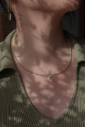 Peridot Full Beaded Crescent Necklace