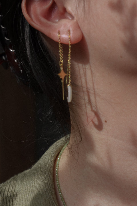 Gold Crescent Earring