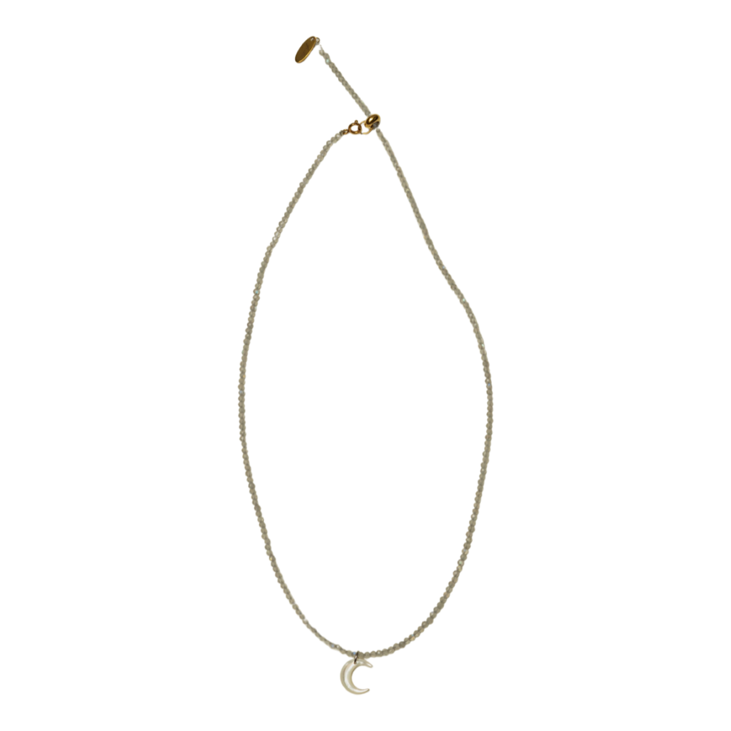 Labradorite Full Beaded Crescent Necklace