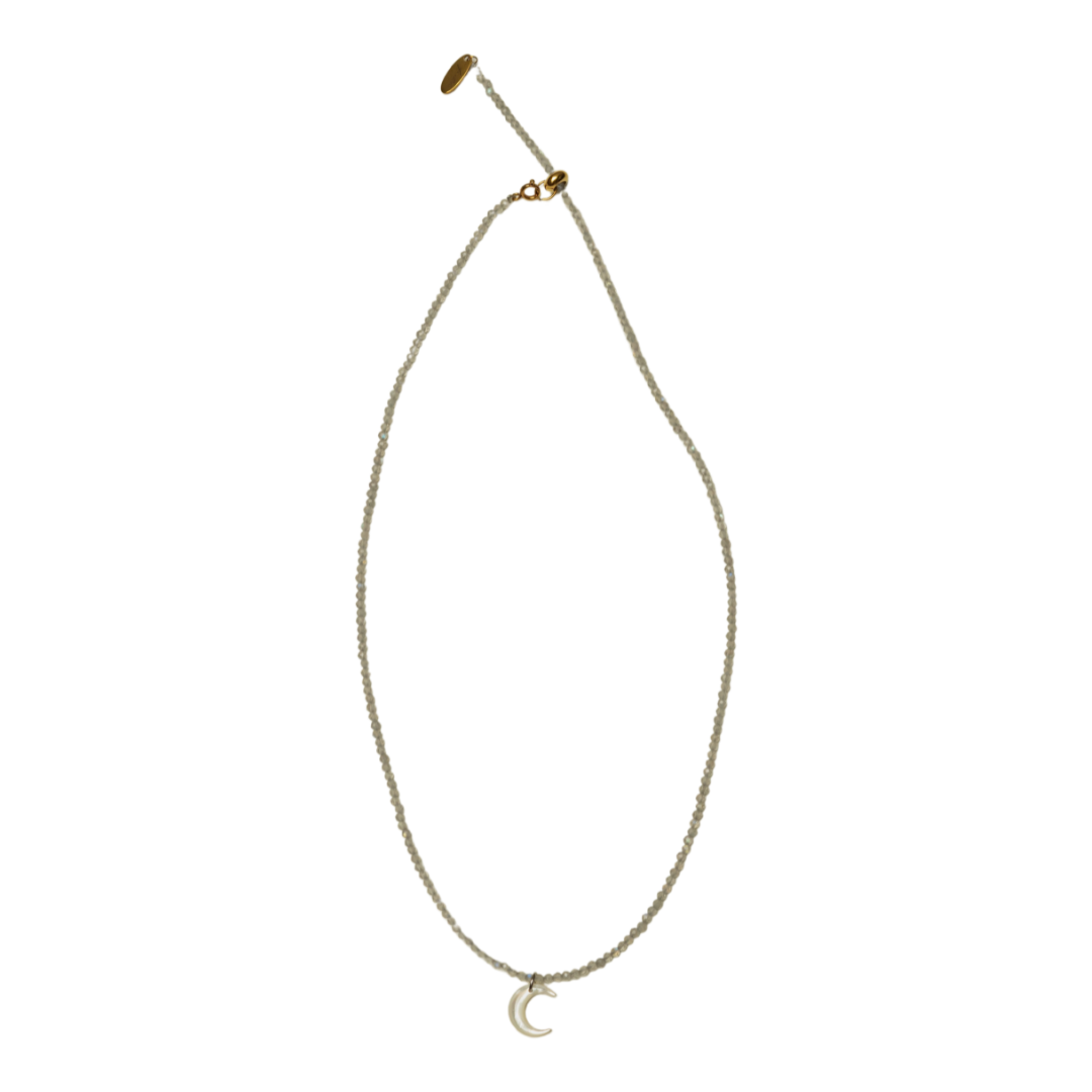 Labradorite Full Beaded Crescent Necklace