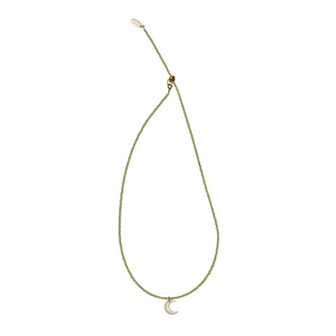 Peridot Full Beaded Crescent Necklace