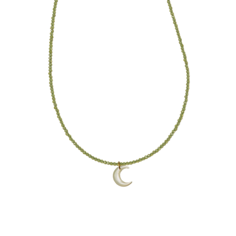 Peridot Full Beaded Crescent Necklace